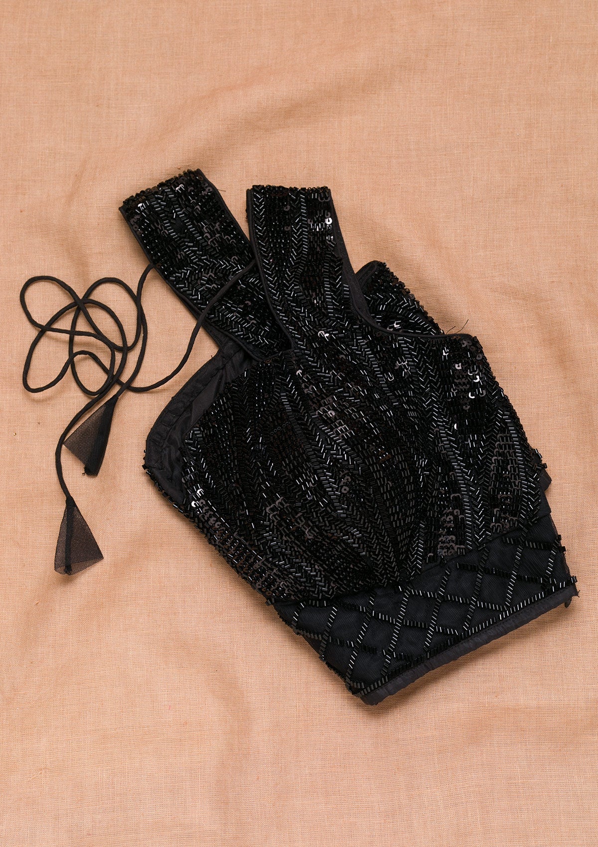 Black Cutdana Net Blouse-Koskii