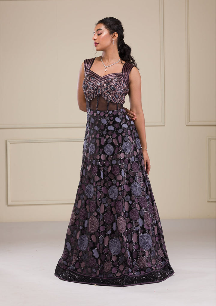 Black Cutdana Net Gown-Koskii