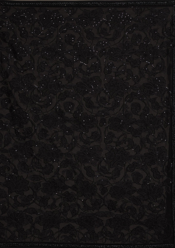 Black Cutdana Tissue Saree-Koskii