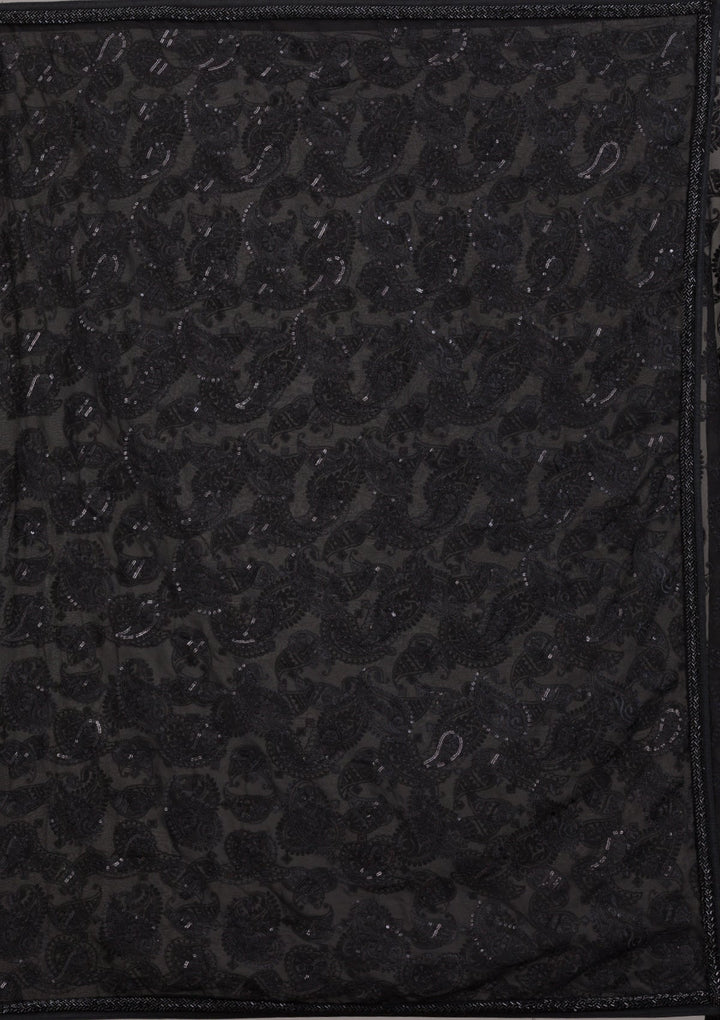 Black Cutdana Tissue Saree-Koskii