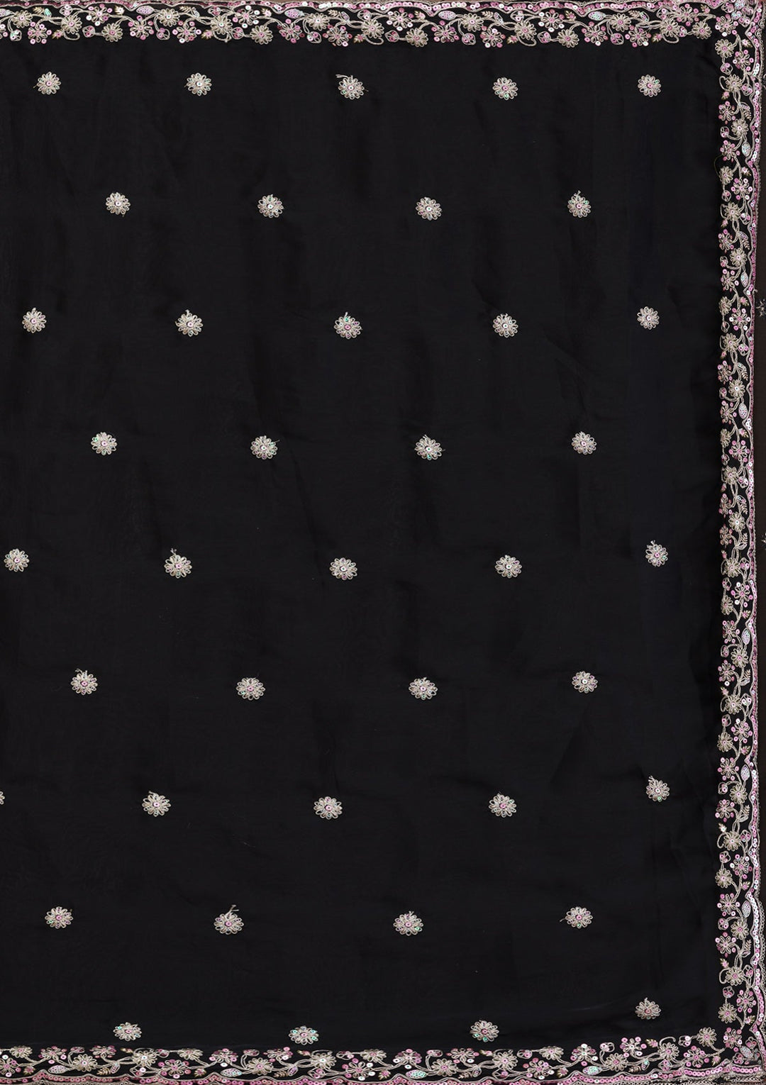 Black Gotapatti Satin Saree-Koskii