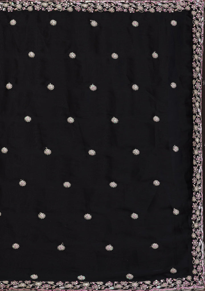 Black Gotapatti Satin Saree-Koskii