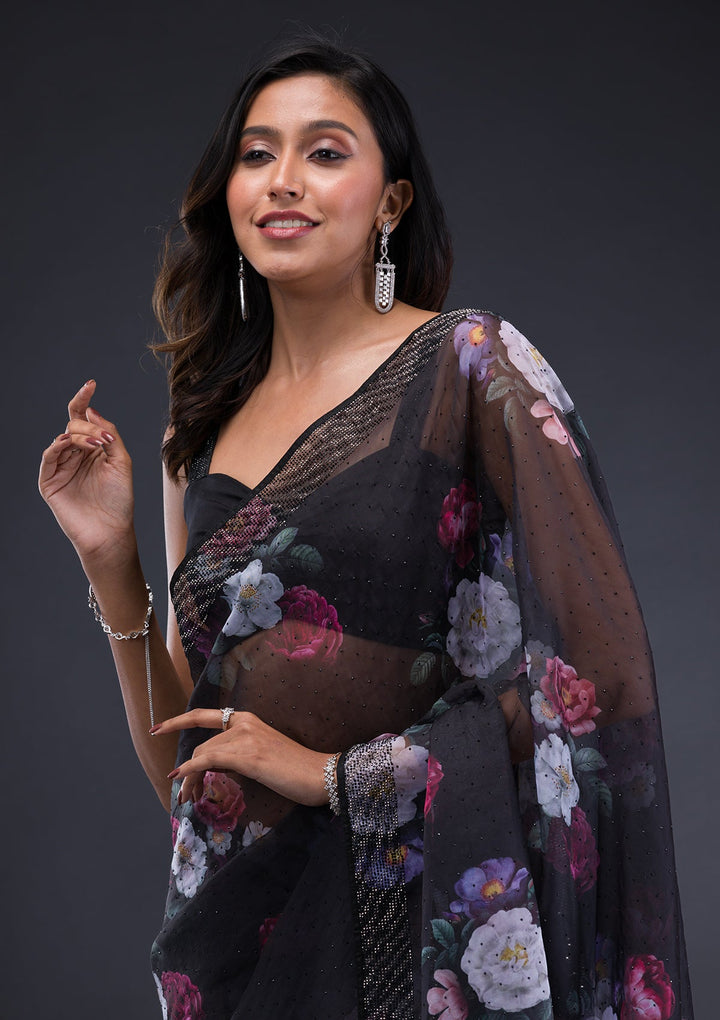 Rust Stonework Tissue Designer Saree-Koskii