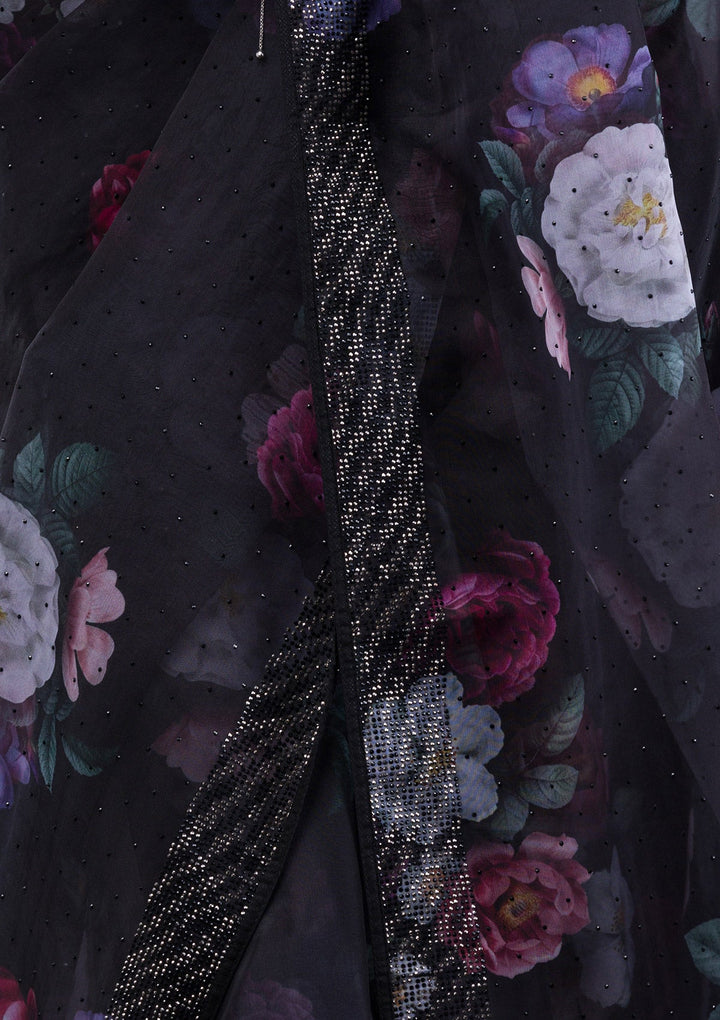 Rust Stonework Tissue Designer Saree-Koskii