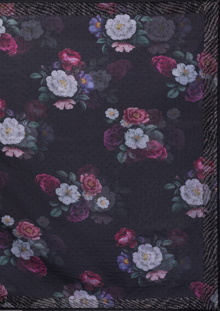 Rust Stonework Tissue Designer Saree-Koskii