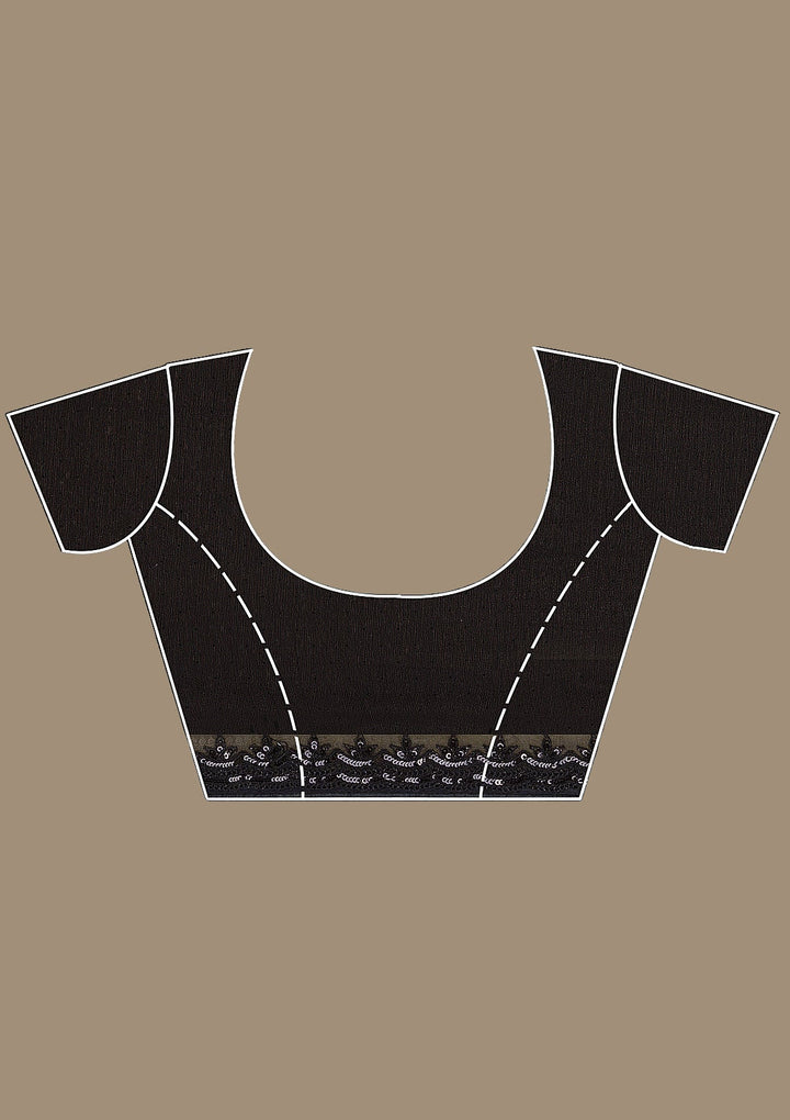 Black Printed Georgette Saree-Koskii