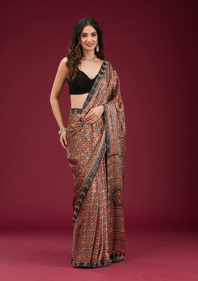 Black Printed Silk Saree