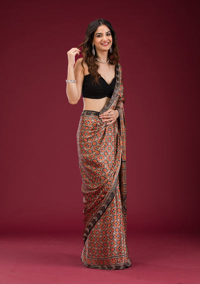 Black Printed Silk Saree