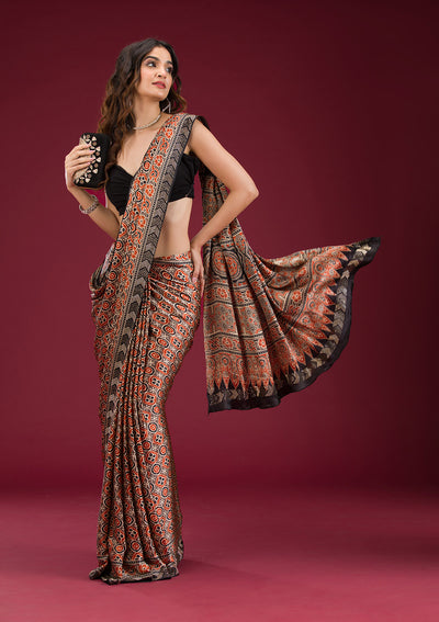 Black Printed Silk Saree