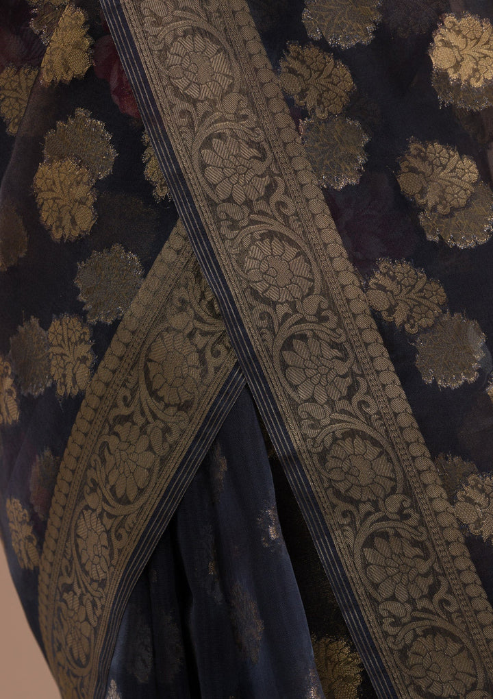 Peach Stonework Tissue Designer Saree-Koskii