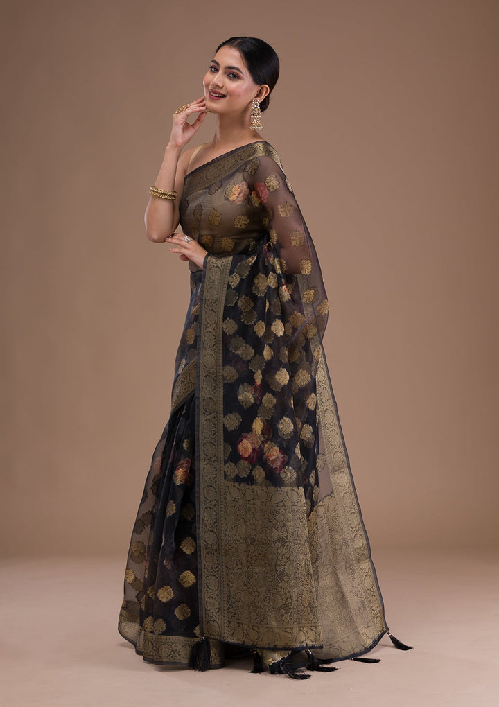 Peach Stonework Tissue Designer Saree-Koskii