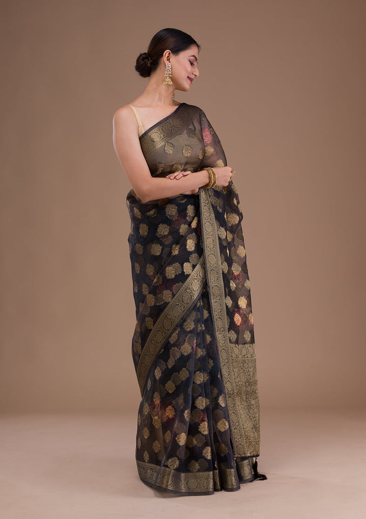 Peach Stonework Tissue Designer Saree-Koskii