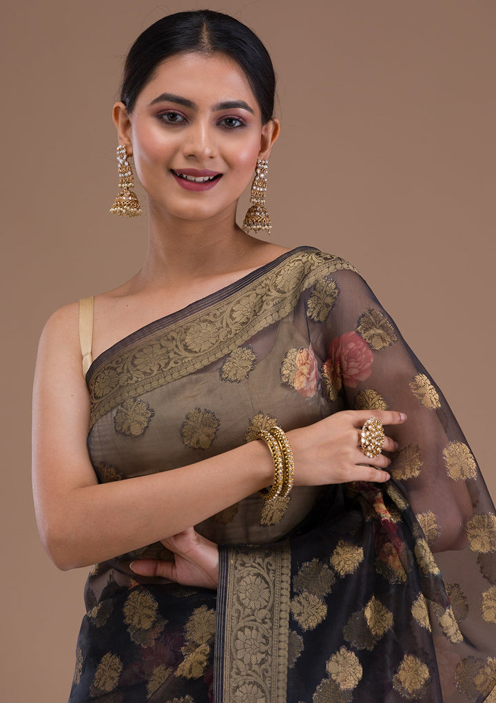 Peach Stonework Tissue Designer Saree-Koskii
