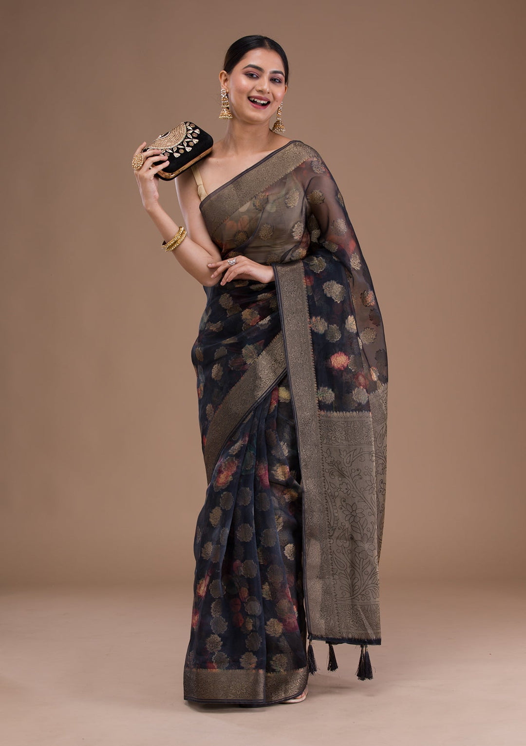 Wine Stonework Satin Designer Saree-Koskii