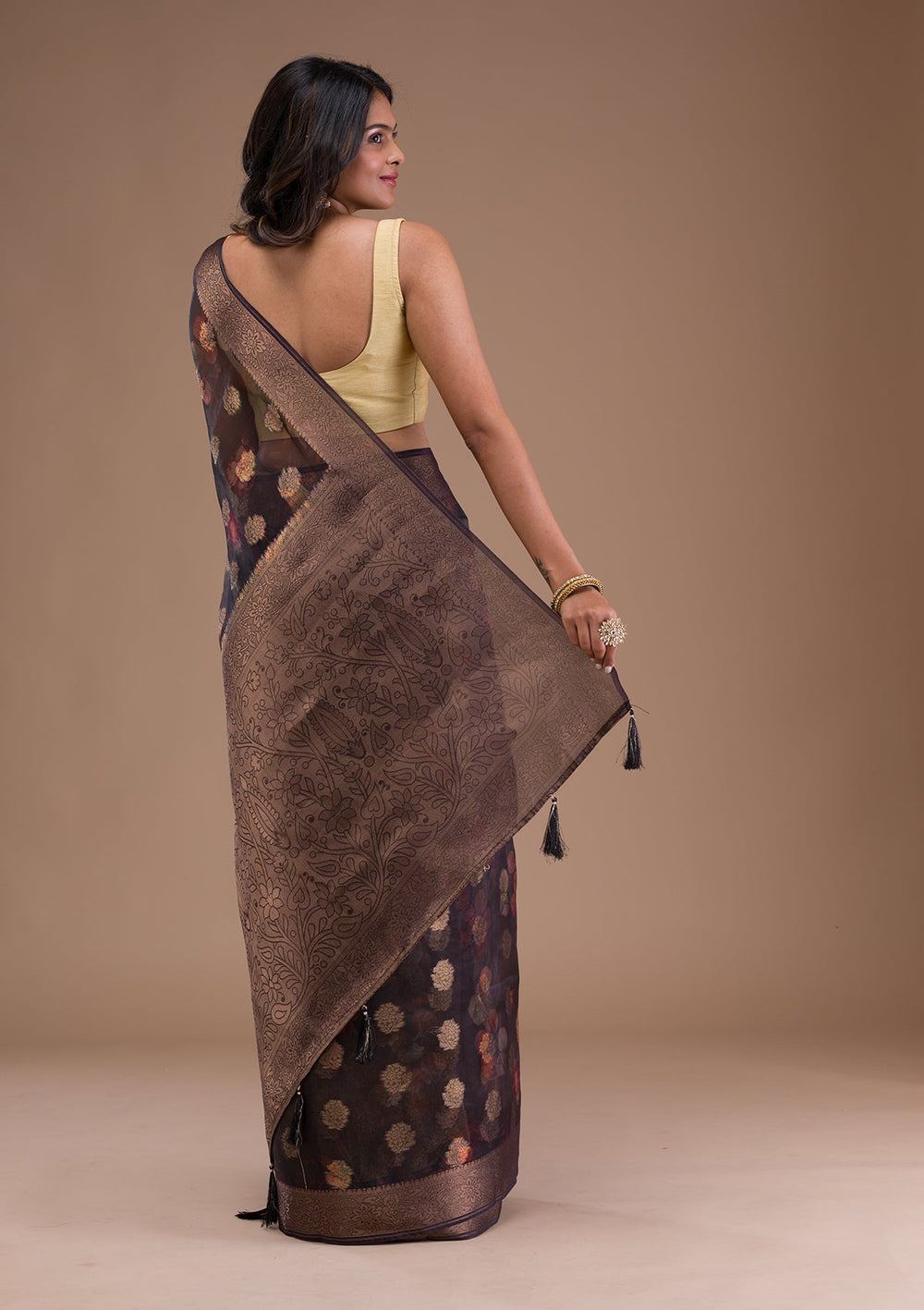 Pink Zariwork Georgette Designer Saree-Koskii