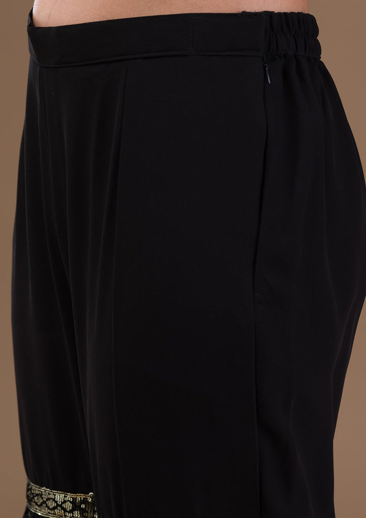 Black Sequins Georgette Readymade Salwar Suit-Koskii