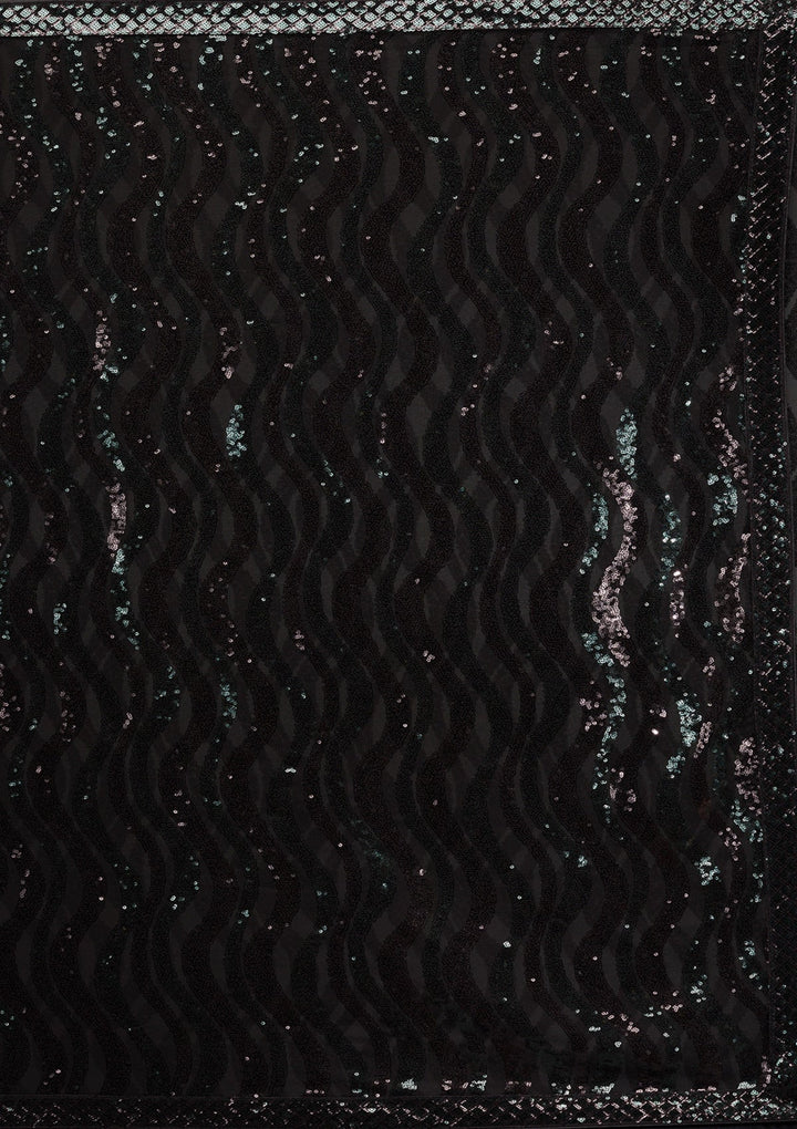 Black Sequins Georgette Saree-Koskii