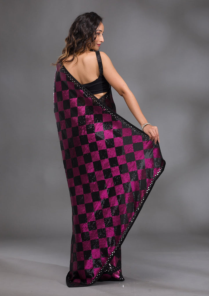 Black Sequins Georgette Saree-Koskii
