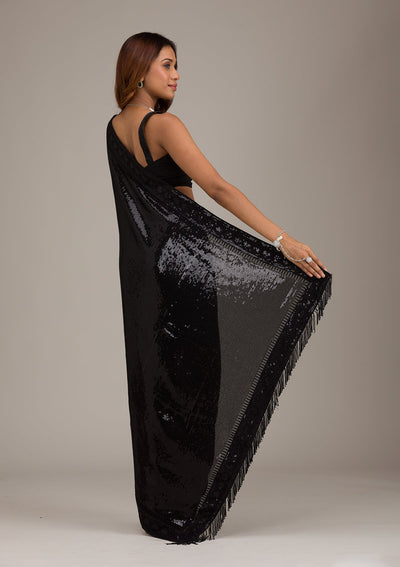 Black Sequins Georgette Saree-Koskii