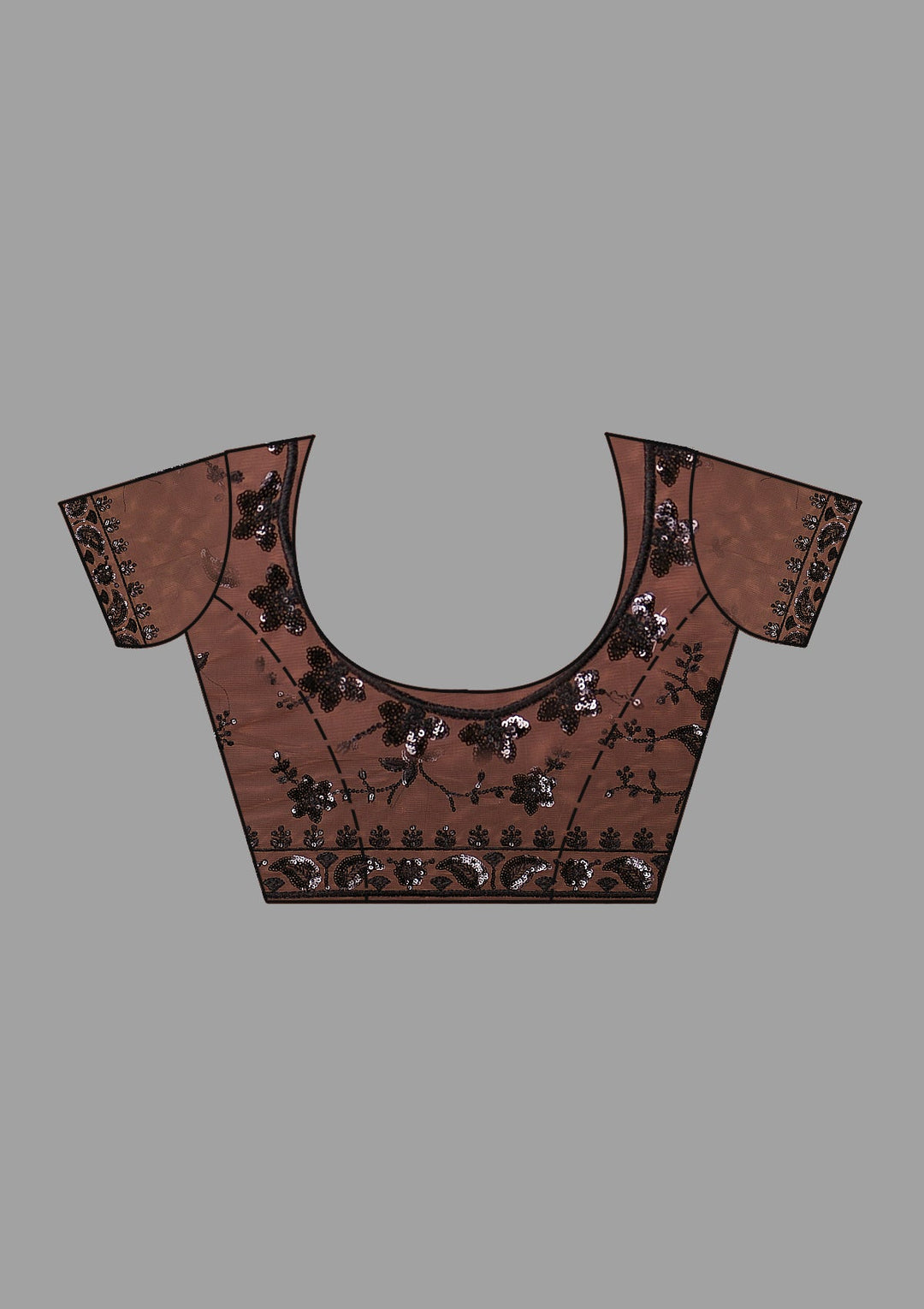 Black Sequins Net Saree-Koskii