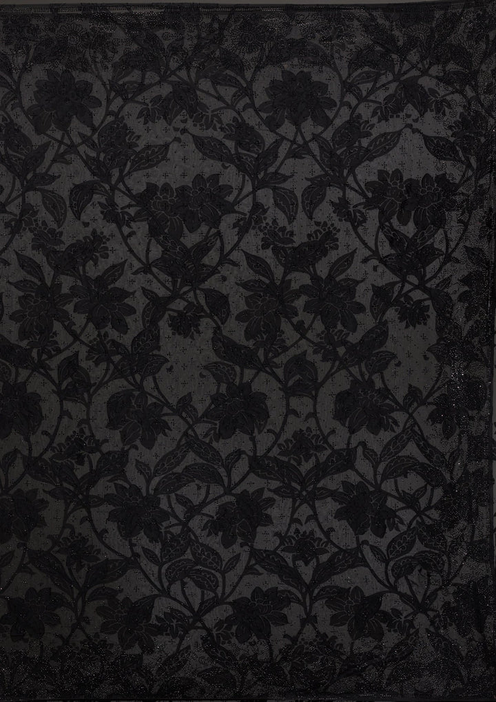 Black Stonework Georgette Saree-Koskii
