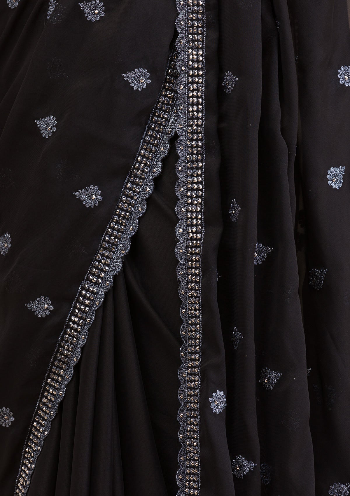 Black Stonework Georgette Saree-Koskii