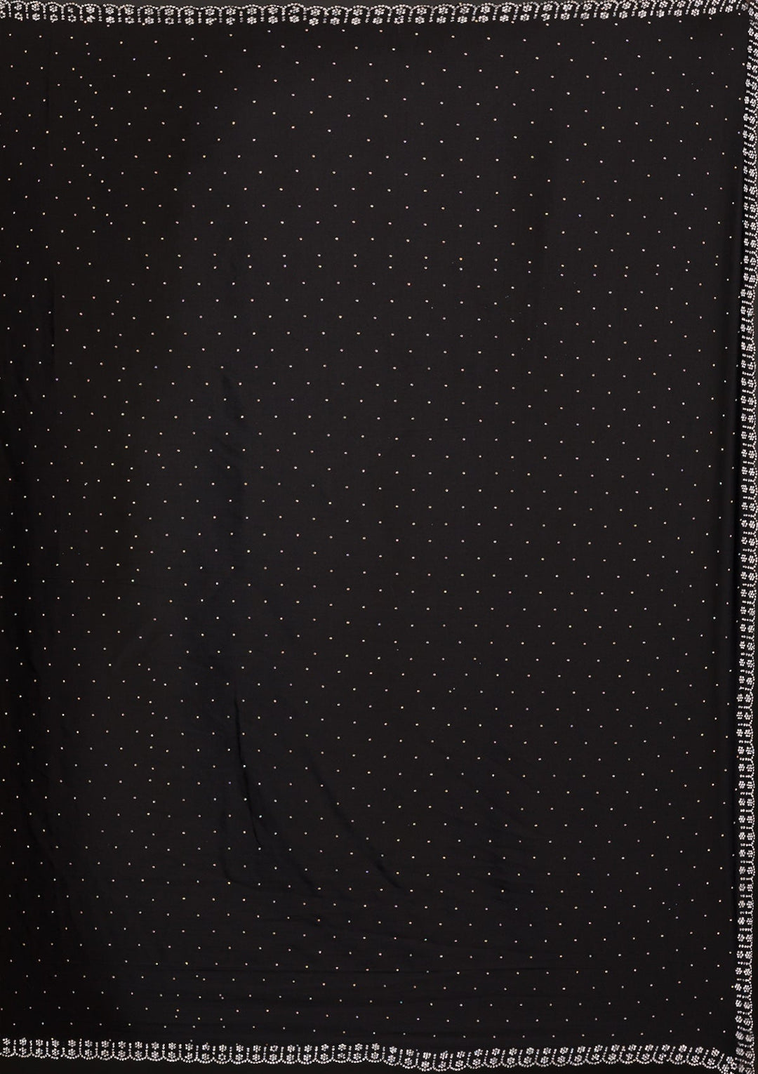 Black Stonework Satin Saree-Koskii
