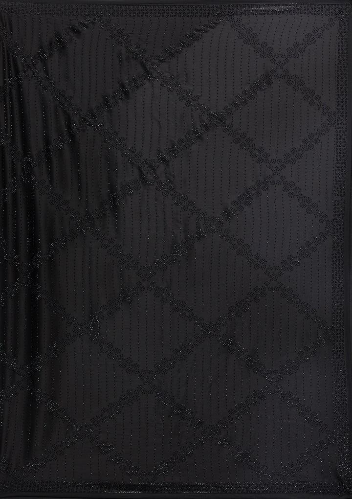 Black Swarovski Crepe Saree-Koskii