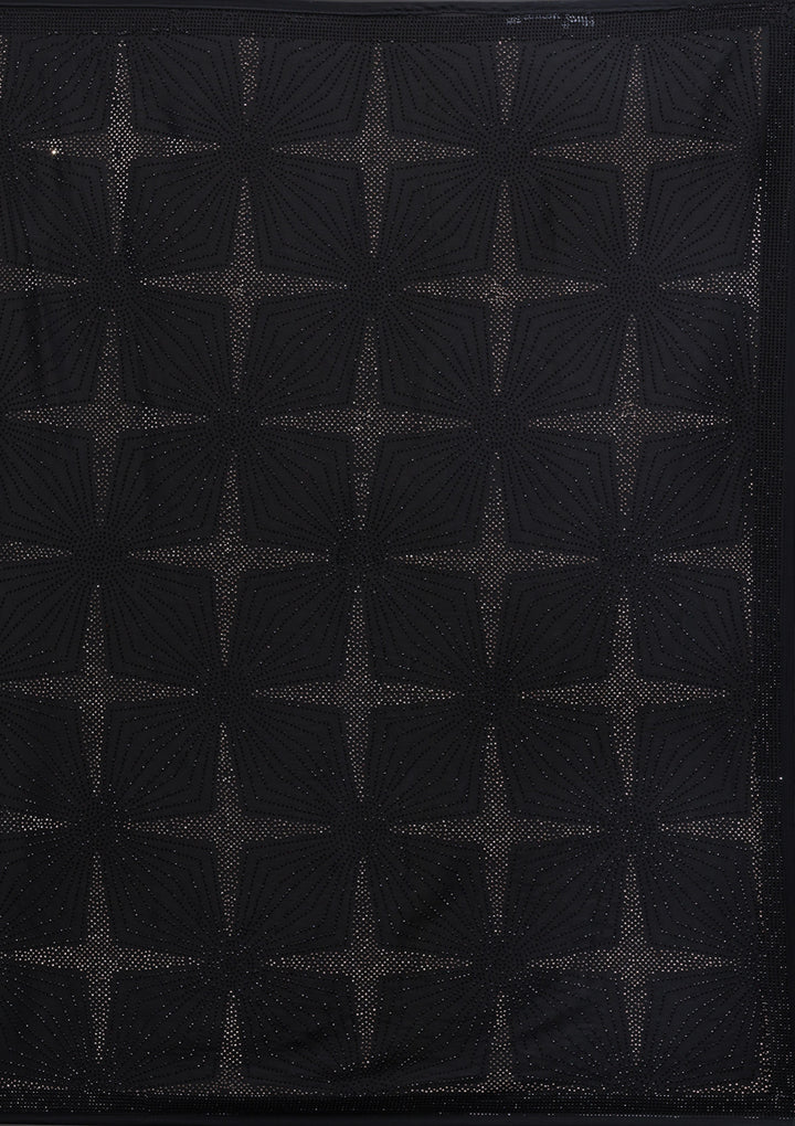 Black Swarovski Satin Saree