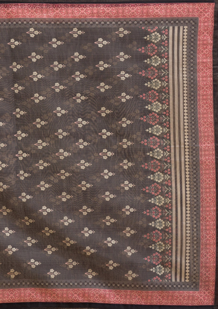 Black Threadwork Chanderi Readymade Salwar Suit-Koskii