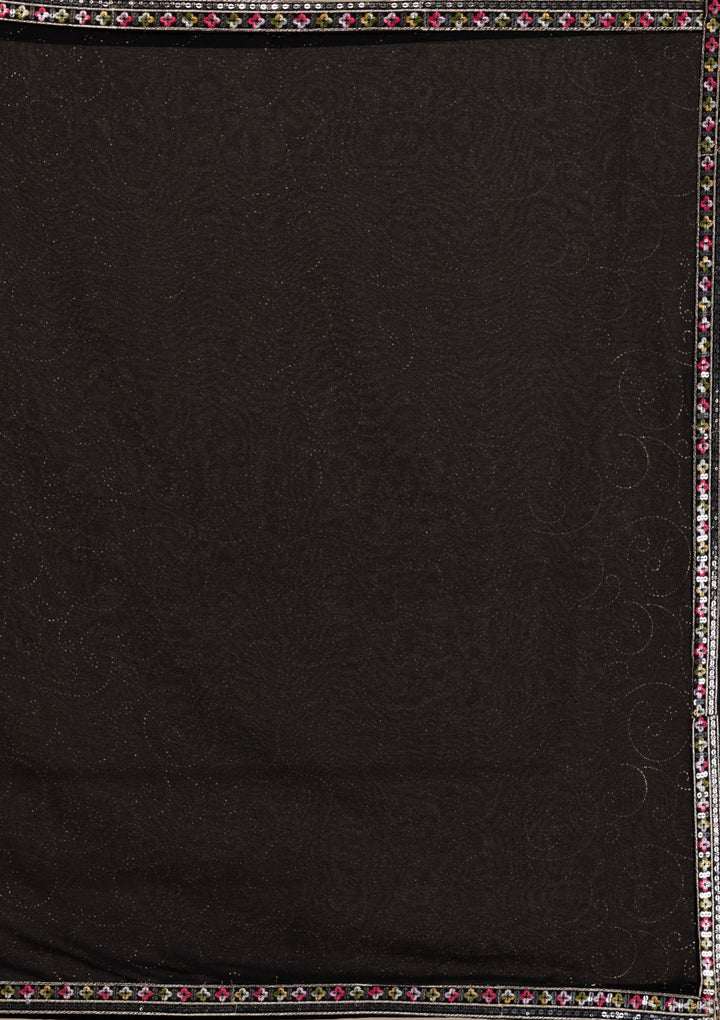 Black Threadwork Georgette Gown-Koskii