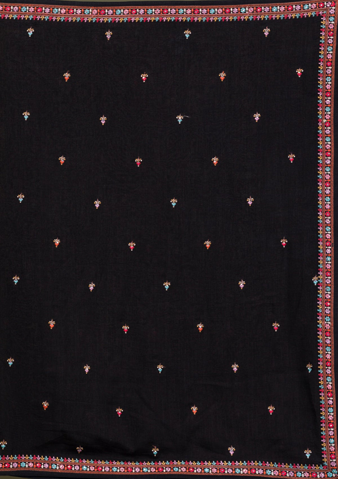 Black Threadwork Georgette Readymade Salwar Suit-Koskii