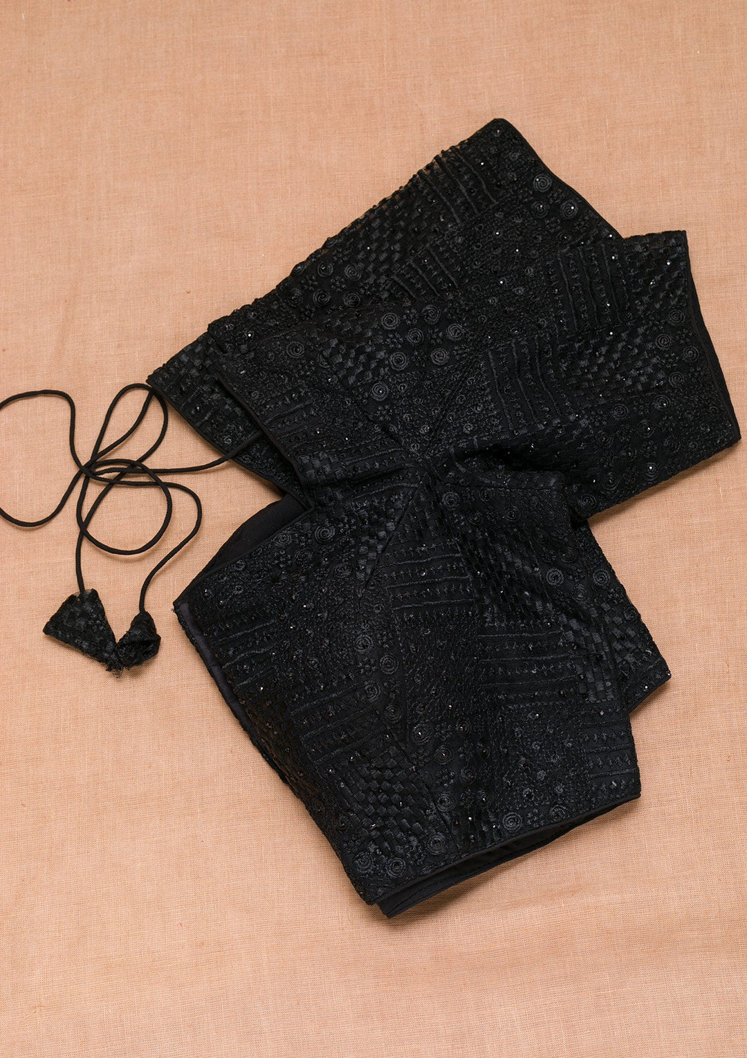 Black Threadwork Net Blouse-Koskii