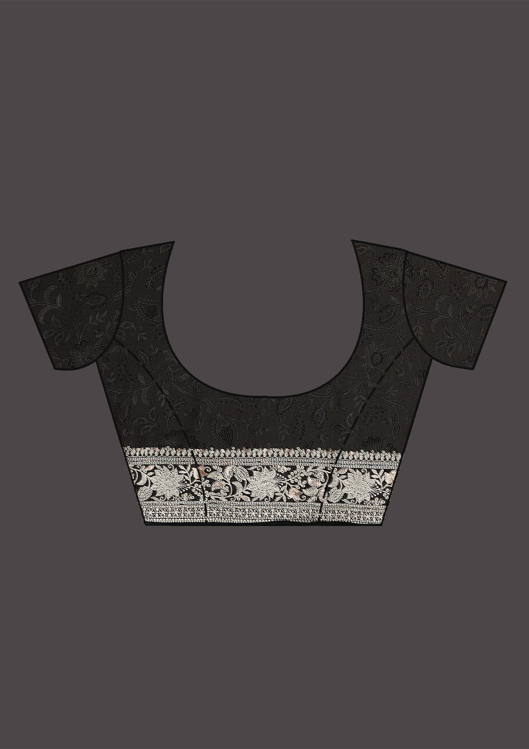 Black Threadwork Tissue Saree-Koskii