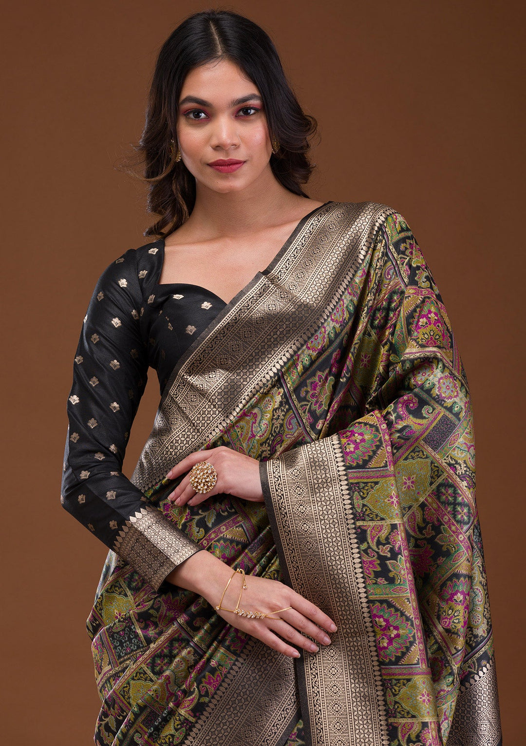 Onion Pink Stonework Net Designer Saree-Koskii