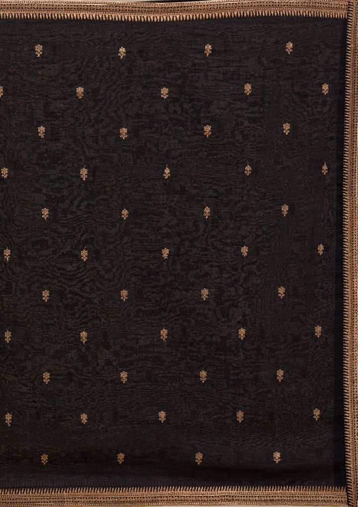 Black Zariwork Georgette Readymade Sharara Suit-Koskii