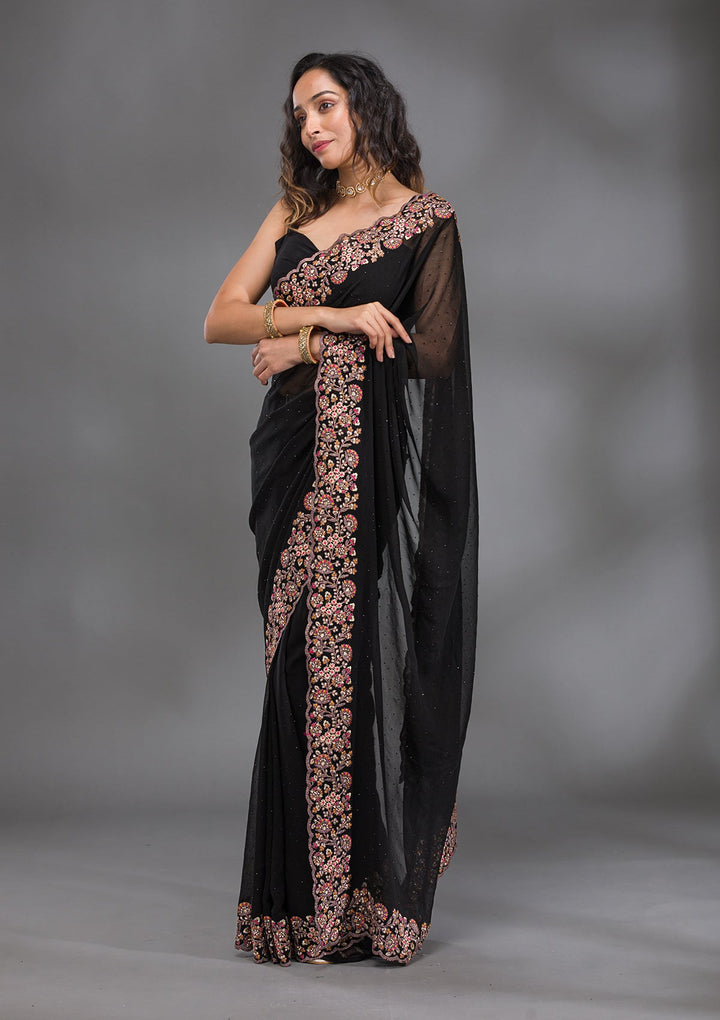 Black Zariwork Georgette Saree-Koskii