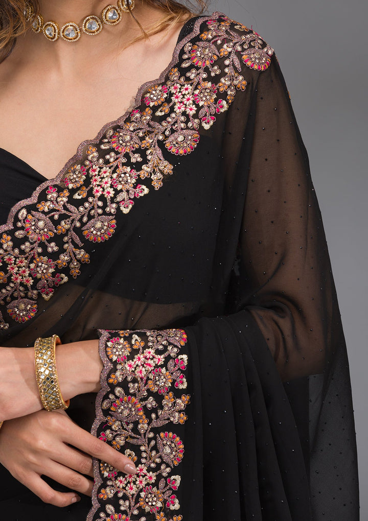 Black Zariwork Georgette Saree-Koskii