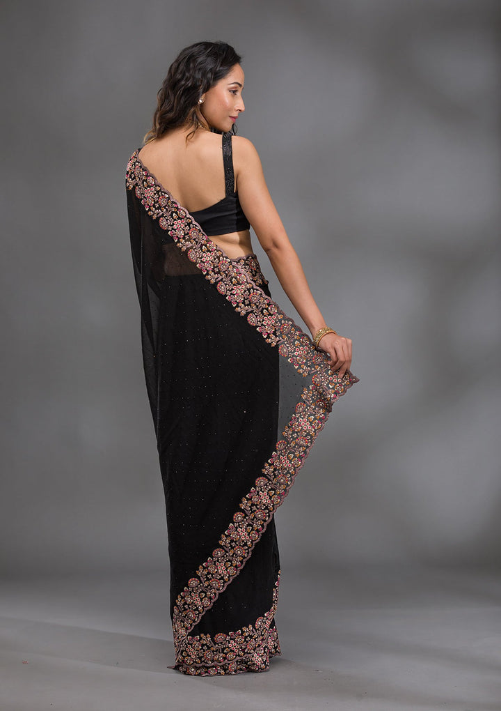 Black Zariwork Georgette Saree-Koskii