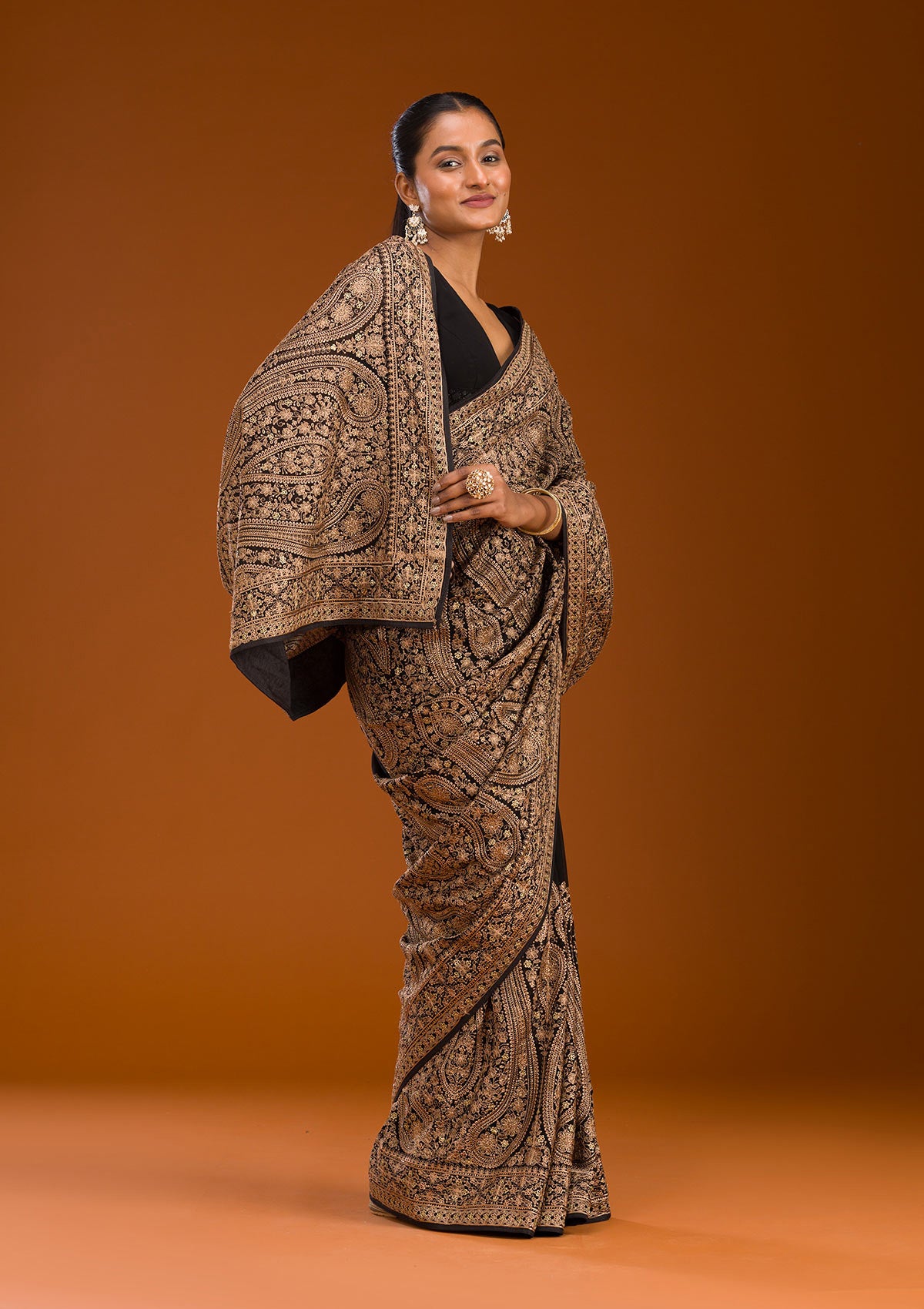 Black Zariwork Georgette Saree