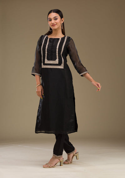 Black Zariwork Imported Fabric Readymade Salwar Suit-Koskii