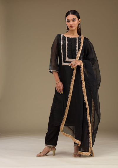 Black Zariwork Imported Fabric Readymade Salwar Suit-Koskii