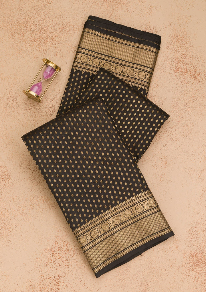 Black Zariwork Pure Silk Saree-Koskii