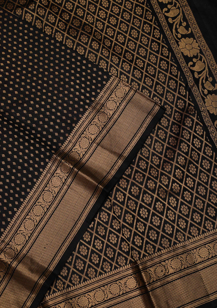 Black Zariwork Pure Silk Saree-Koskii