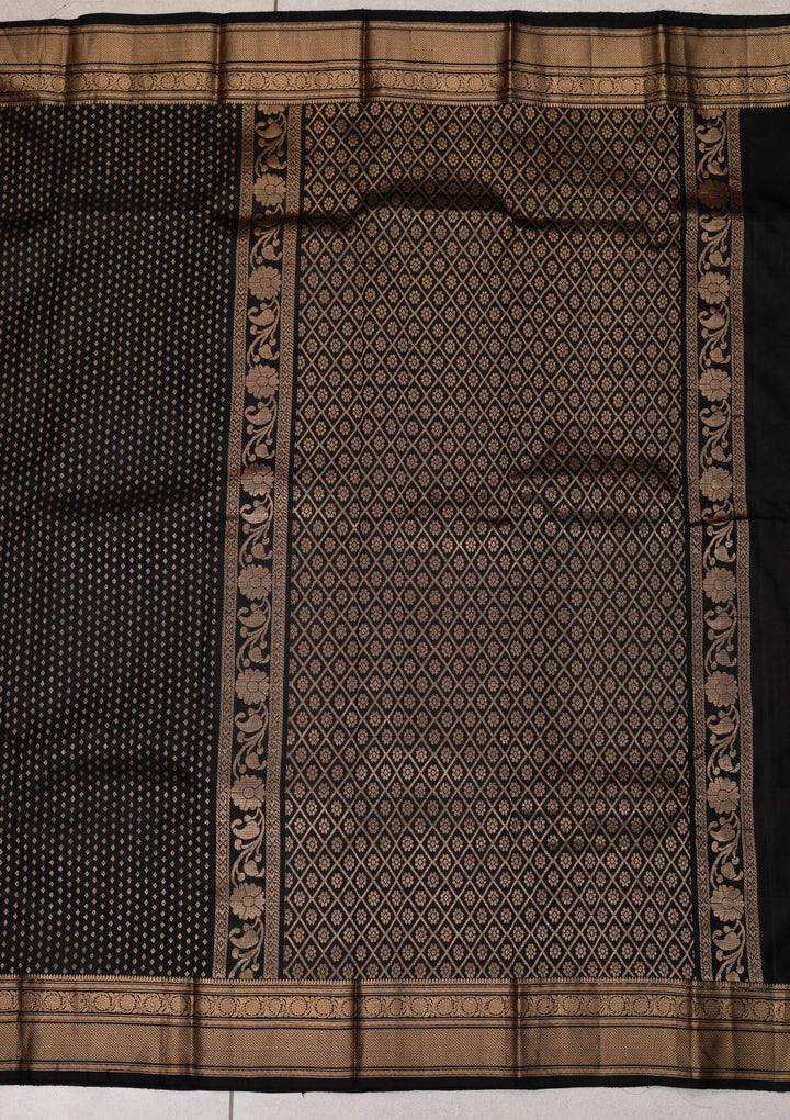 Black Zariwork Pure Silk Saree-Koskii