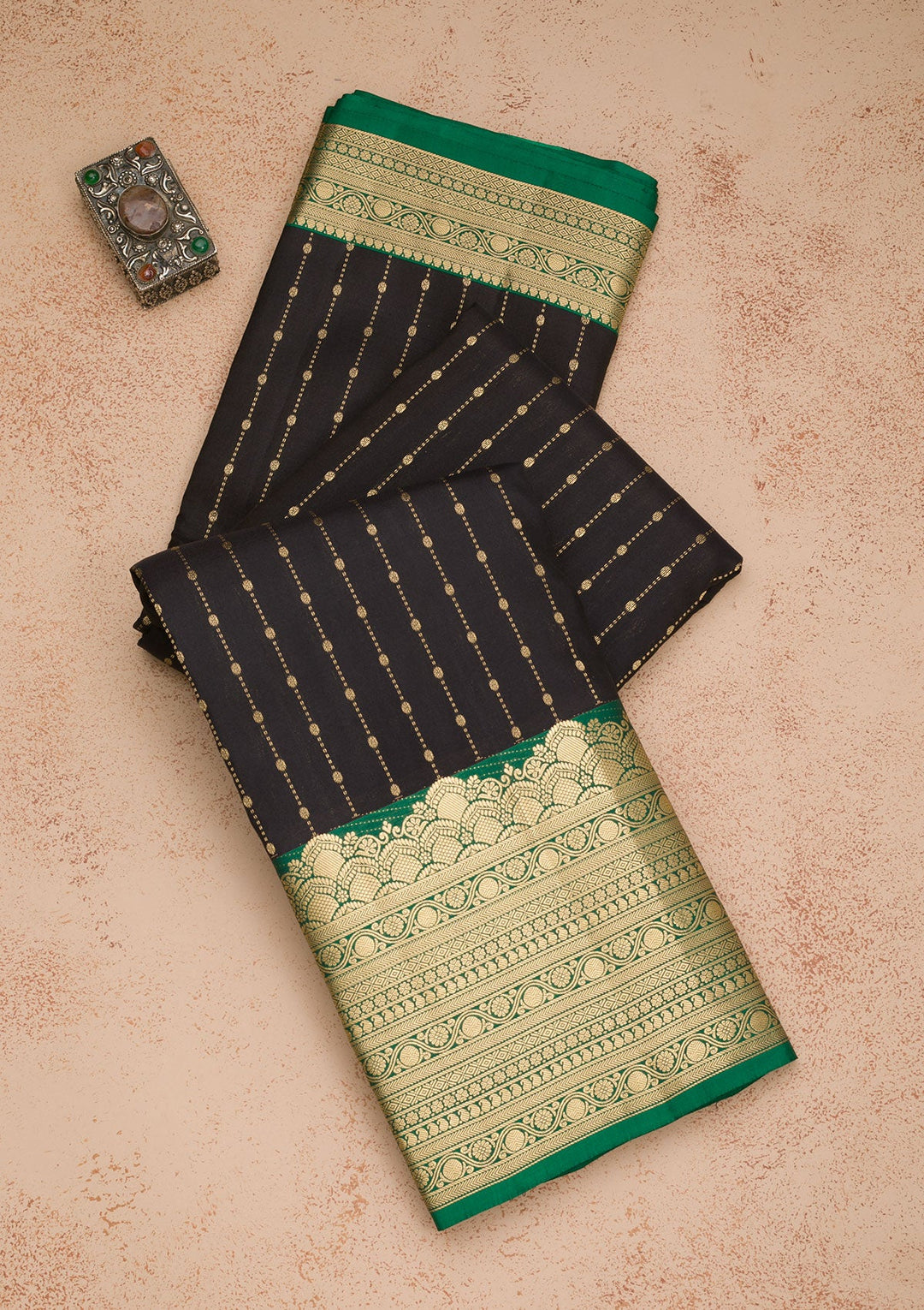 Black Zariwork Pure Silk Saree-Koskii