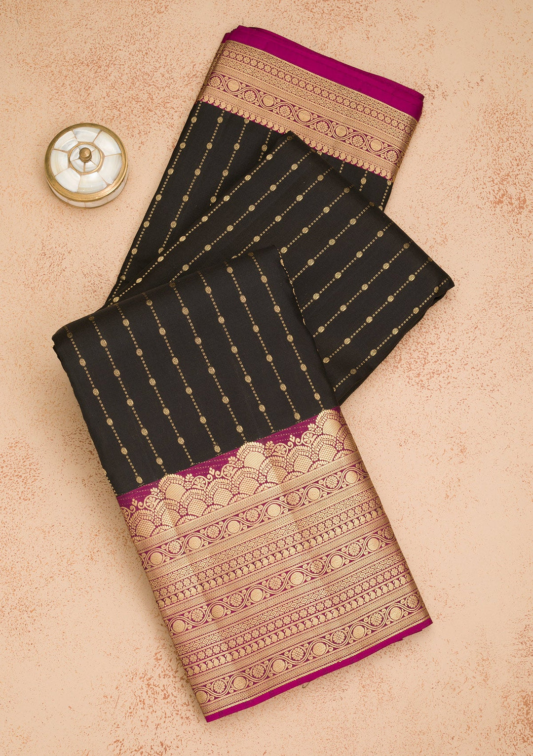 Black Zariwork Pure Silk Saree-Koskii