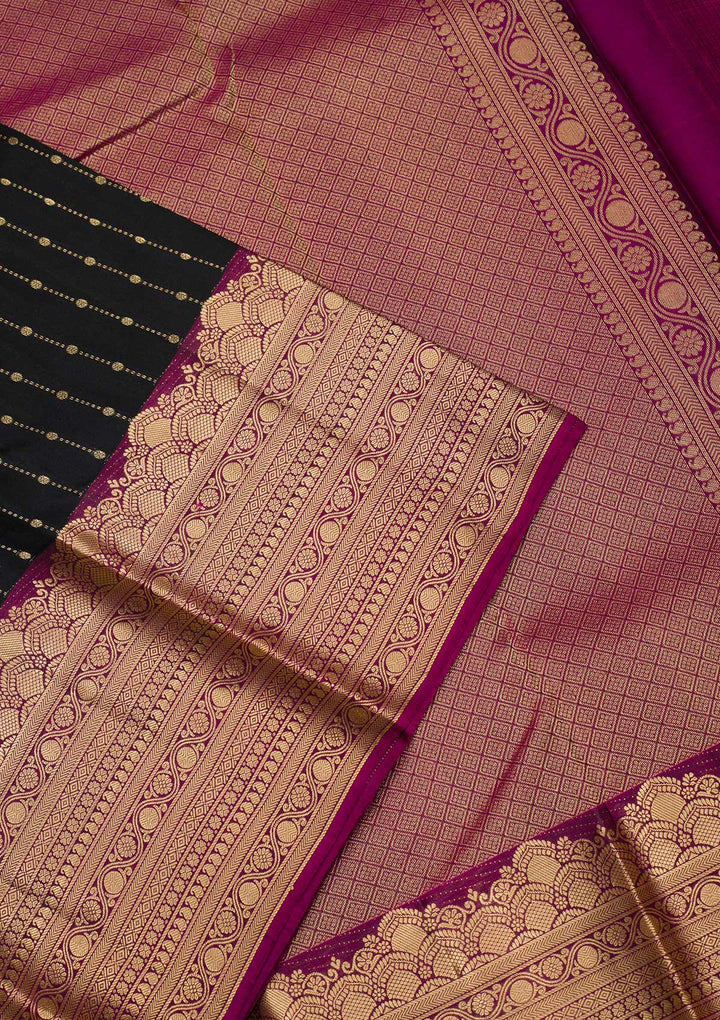 Black Zariwork Pure Silk Saree-Koskii