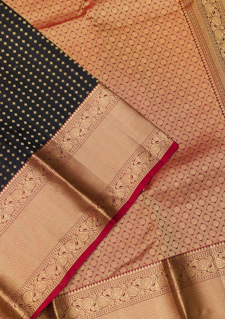 Black Zariwork Pure Silk Saree-Koskii