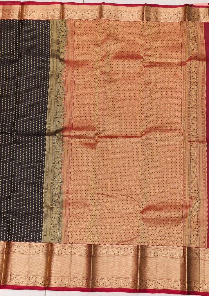 Black Zariwork Pure Silk Saree-Koskii